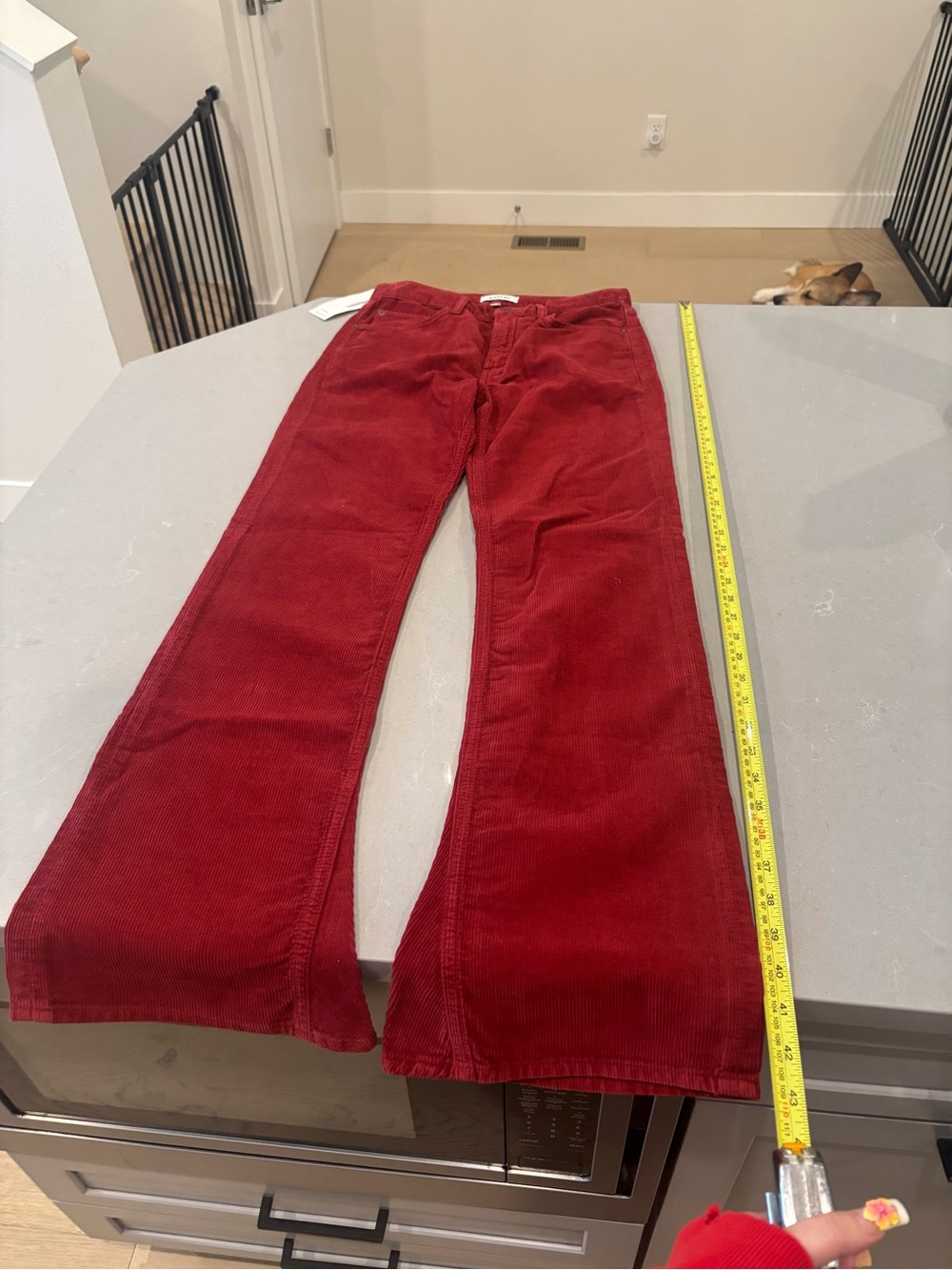 Agolde Kick Boot Mid Rise Deep Red Corduroy Flare Jeans